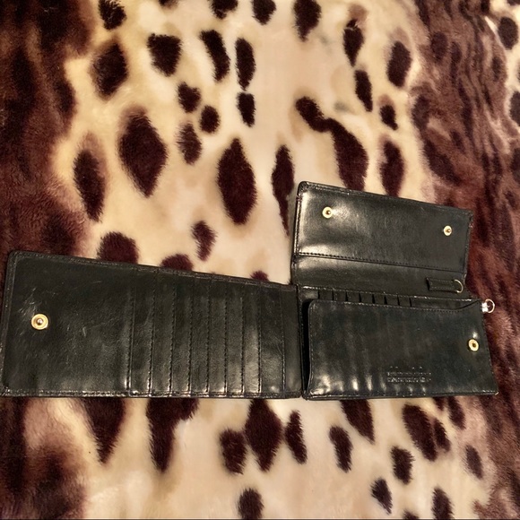 Black leather pink stitching Club Rochelier Wallet - Picture 3 of 4